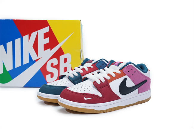 Men's Dunk Low White/Red/Pink/Blue Shoes 0388